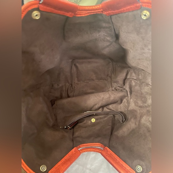 Jimmy Choo Leather Laser Cut Gold Tone Tote Shoulder Handbag Red with dust bag - Picture 9 of 10